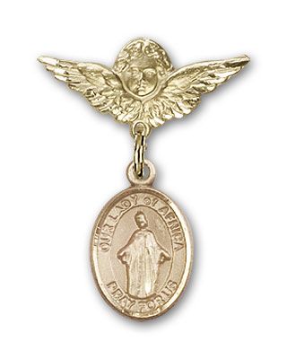 14kt Gold Small Angel w/Wings O/L of Africa Baby Badge - Engravable