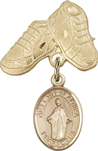 14kt Gold Baby Boots O/L of Africa Baby Badge - Engravable