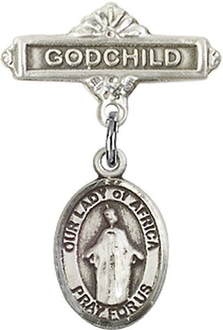 Sterling Silver Godchild O/L of Africa Baby Badge - Engravable