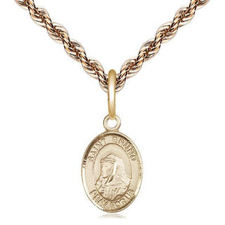14kt Gold Saint Bruno Medal Engraved Catholic Saint Jewelry