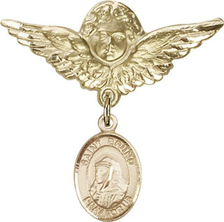 14kt Gold Large Angel w/Wings St. Bruno Baby Badge - Engravable