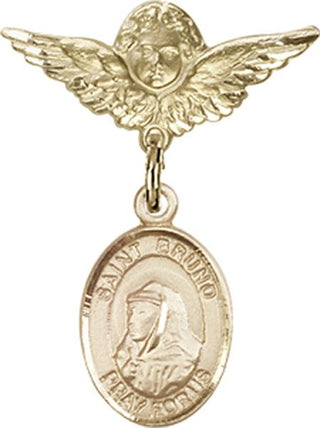 14kt Gold Small Angel w/Wings St. Bruno Baby Badge - Engravable