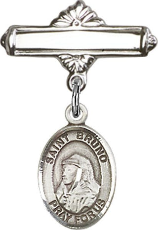 Sterling Silver Polished Badge Pin St. Bruno Baby Badge - Engravable