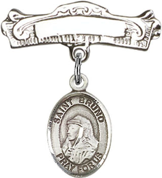 Sterling Silver Badge Pin St. Bruno Baby Badge - Engravable