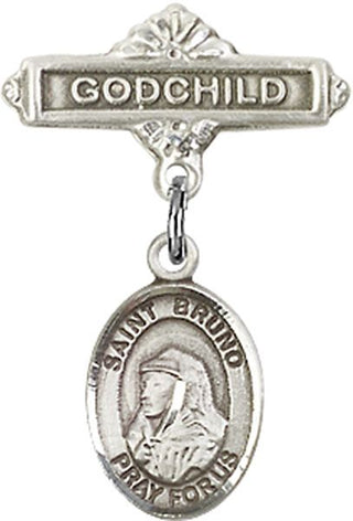 Sterling Silver Godchild St. Bruno Baby Badge - Engravable