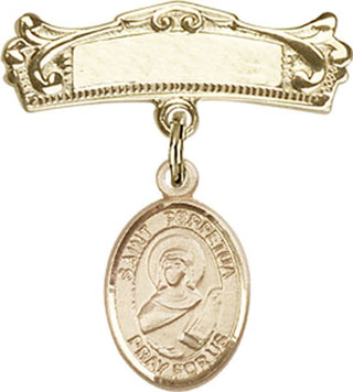14kt Gold Filled Badge Pin St. Perpetua Baby Badge - Engravable