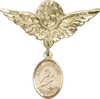 14kt Gold Filled Large Angel w/Wings St. Perpetua Baby Badge - Engravable