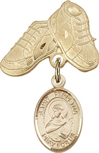 14kt Gold Baby Boots St. Perpetua Baby Badge - Engravable