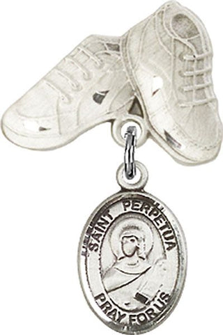 Sterling Silver Baby Boots St. Perpetua Baby Badge - Engravable
