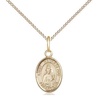 14kt Gold Saint Wenceslaus Medal Engraved Catholic Saint Jewelry