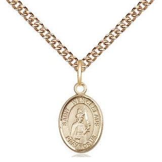 14kt Gold Saint Wenceslaus Medal Engraved Catholic Saint Jewelry