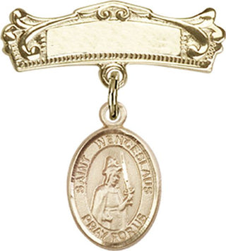 14kt Gold Badge Pin St. Wenceslaus Baby Badge - Engravable