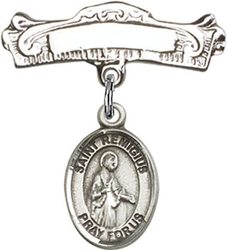 Sterling Silver Badge Pin St. Remigius of Reims Baby Badge - Engravable