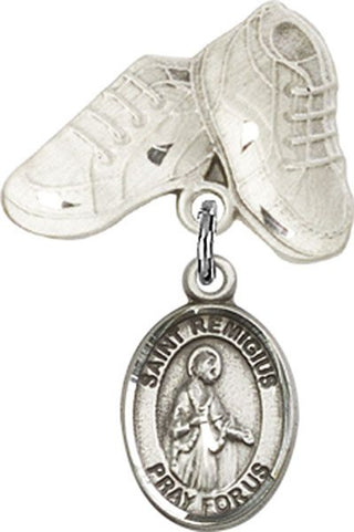 Sterling Silver Baby Boots St. Remigius of Reims Baby Badge - Engravable