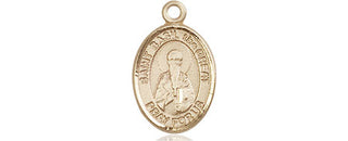 14kt Gold Saint Basil the Great Medal Engraved Catholic Saint Jewelry