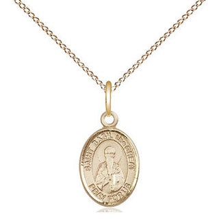 14kt Gold Saint Basil the Great Medal Engraved Catholic Saint Jewelry