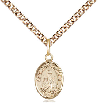 14kt Gold Saint Basil the Great Medal Engraved Catholic Saint Jewelry