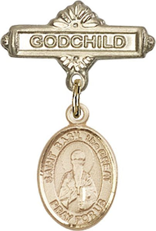 14kt Gold Filled Godchild St. Basil the Great Baby Badge - Engravable