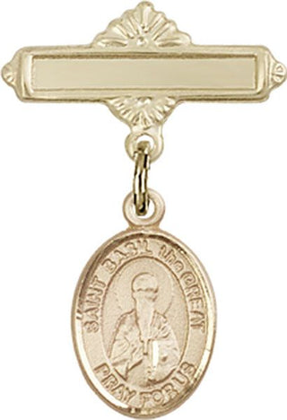14kt Gold Polished Badge Pin St. Basil the Great Baby Badge - Engravable