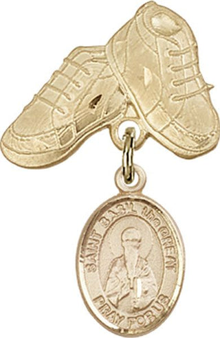 14kt Gold Baby Boots St. Basil the Great Baby Badge - Engravable