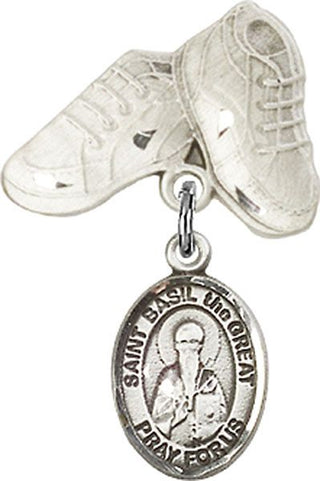 Sterling Silver Baby Boots St. Basil the Great Baby Badge - Engravable