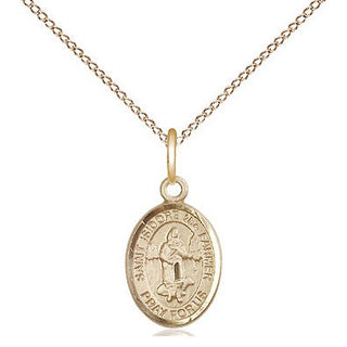 14kt Gold Saint Isidore the Farmer Medal Engraved Catholic Saint Jewelry