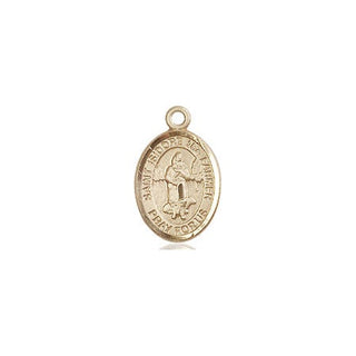 14kt Gold Saint Isidore the Farmer Medal Engraved Catholic Saint Jewelry