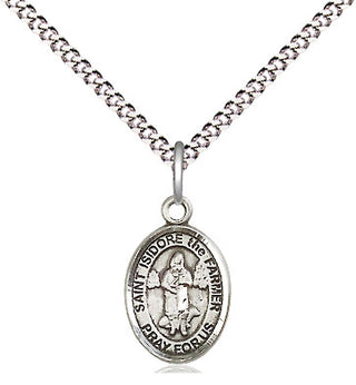Pewter Saint Isidore the Farmer Medal Religious and Catholic Jewelry Engraved Catholic Saint Jewelry