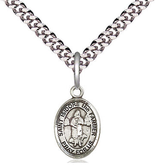 Pewter Saint Isidore the Farmer Medal Religious and Catholic Jewelry Engraved Catholic Saint Jewelry