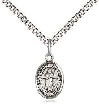 Pewter Saint Isidore the Farmer Medal Religious and Catholic Jewelry Engraved Catholic Saint Jewelry