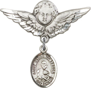 Sterling Silver Large Angel w/Wings St. James the Lesser Baby Badge - Engravable
