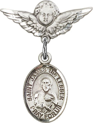 Sterling Silver Small Angel w/Wings St. James the Lesser Baby Badge - Engravable