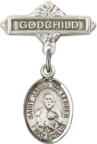 Sterling Silver Godchild St. James the Lesser Baby Badge - Engravable