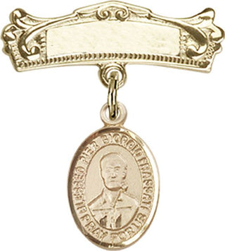 14kt Gold Badge Pin Saint Pier Giorgio Frassati Baby Badge - Engravable