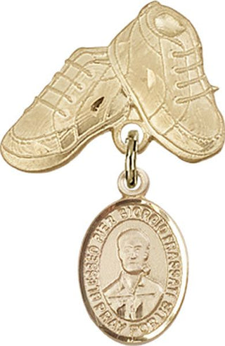 14kt Gold Baby Boots Saint Pier Giorgio Frassati Baby Badge - Engravable