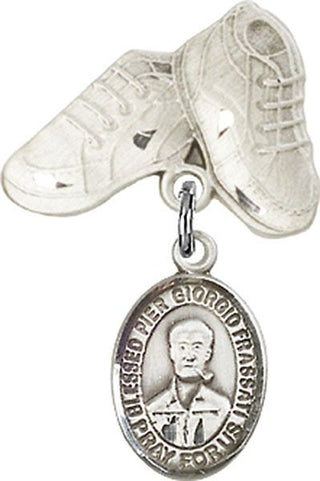 Sterling Silver Baby Boots Saint Pier Giorgio Frassati Baby Badge - Engravable