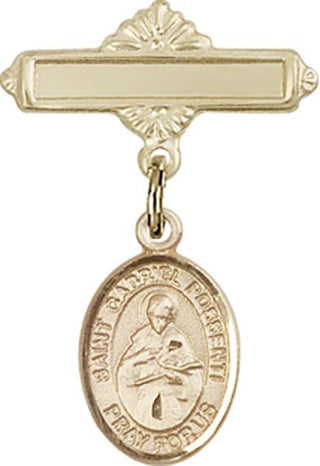 14kt Gold Filled Polished Badge Pin St. Gabriel Possenti Baby Badge - Engravable