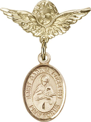 14kt Gold Filled Small Angel w/Wings St. Gabriel Possenti Baby Badge - Engravable