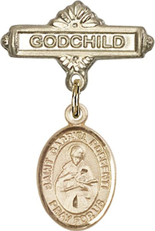 14kt Gold Filled Godchild St. Gabriel Possenti Baby Badge - Engravable