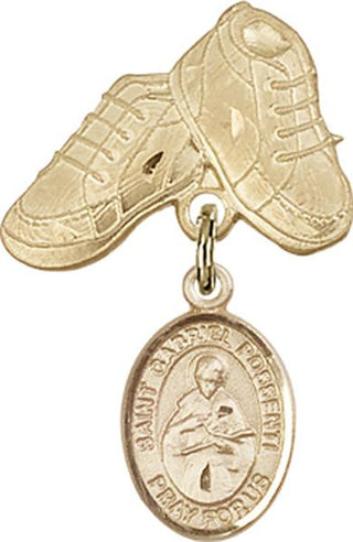 14kt Gold Baby Boots St. Gabriel Possenti Baby Badge - Engravable