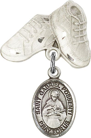 Sterling Silver Baby Boots St. Gabriel Possenti Baby Badge - Engravable
