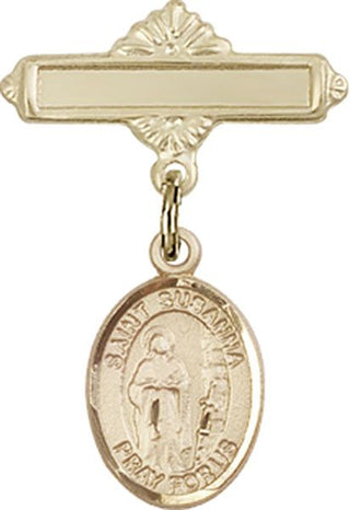 14kt Gold Filled Polished Badge Pin St. Susanna Baby Badge - Engravable