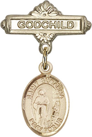 14kt Gold Filled Godchild St. Susanna Baby Badge - Engravable