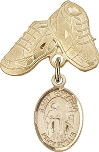 14kt Gold Baby Boots St. Susanna Baby Badge - Engravable