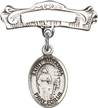 Sterling Silver Badge Pin St. Susanna Baby Badge - Engravable