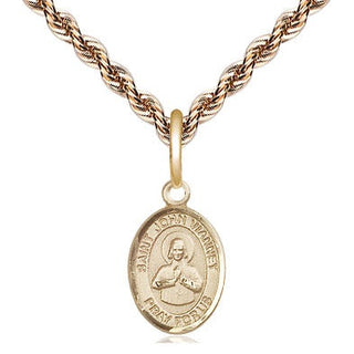 14kt Gold Saint John Vianney Medal Engraved Catholic Saint Jewelry