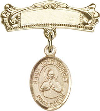 14kt Gold Filled Badge Pin St. John Vianney Baby Badge - Engravable