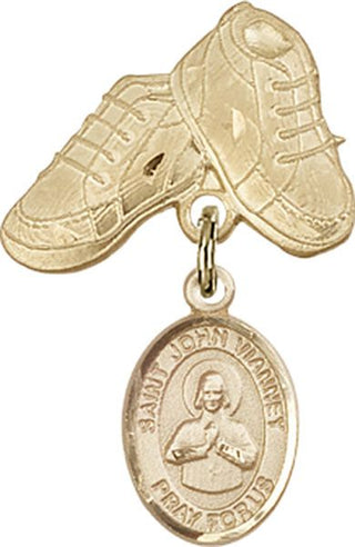 14kt Gold Filled Baby Boots St. John Vianney Baby Badge - Engravable
