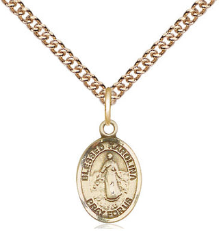 14kt Gold Filled Blessed Karolina Kozkowna Medal Religious and Catholic Jewelry Engraved Catholic Saint Jewelry