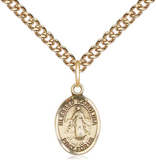 14kt Gold Filled Blessed Karolina Kozkowna Medal Religious and Catholic Jewelry Engraved Catholic Saint Jewelry